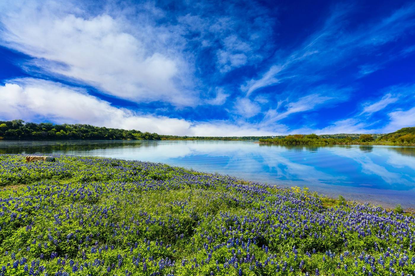 A Hill Country lake under an open sky