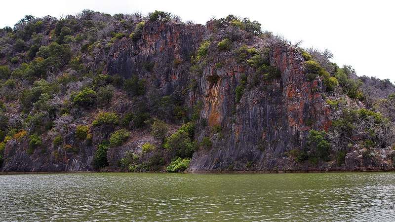 Limestone cliffs above the Colorado River at Colorado Bend State Park