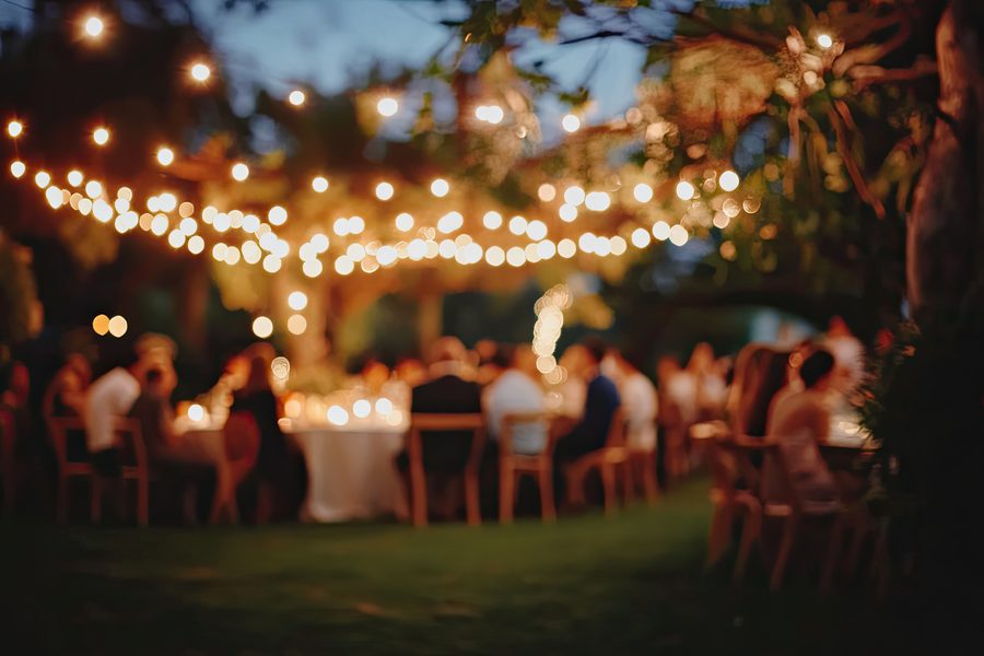 Wedding venue at dusk